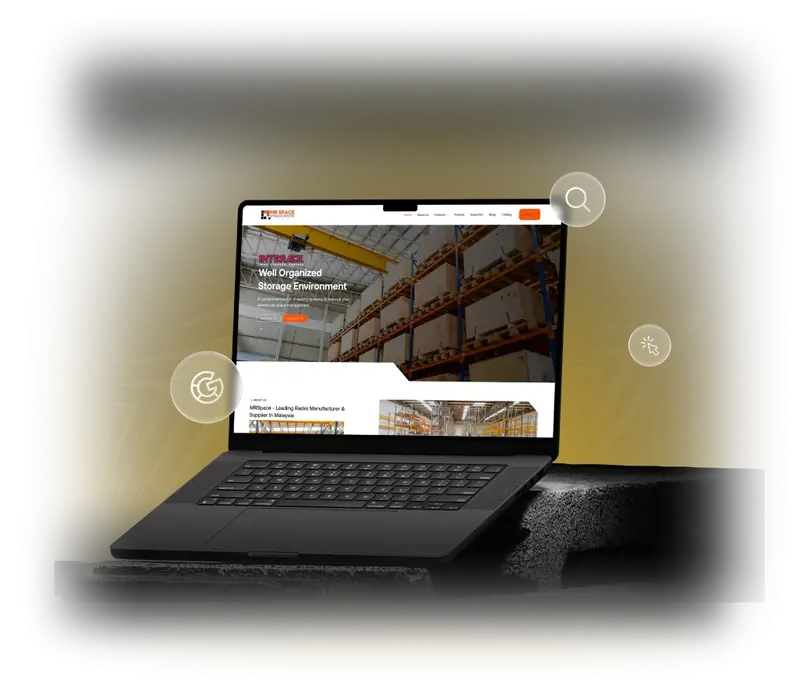 Mr. Space Storage System website shown on a laptop